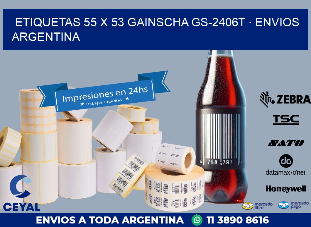 ETIQUETAS 55 x 53 GAINSCHA GS-2406T · ENVIOS ARGENTINA