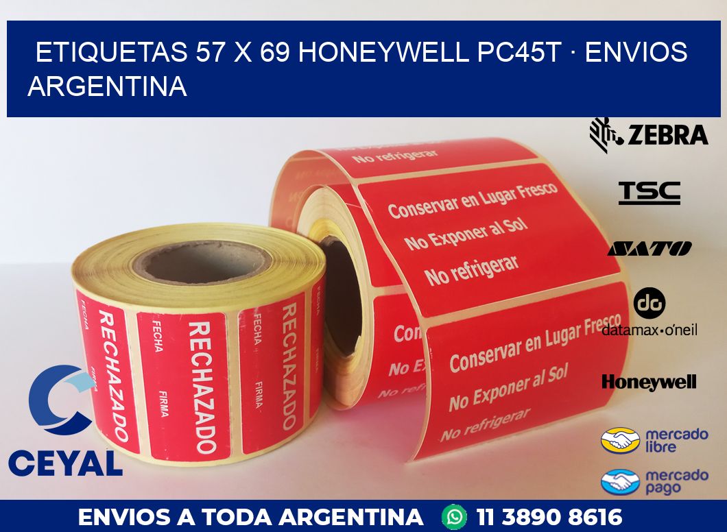 ETIQUETAS 57 x 69 HONEYWELL PC45T · ENVIOS ARGENTINA