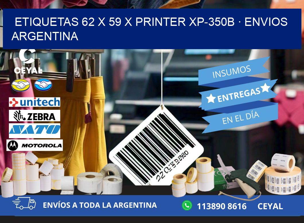 ETIQUETAS 62 x 59 X PRINTER XP-350B · ENVIOS ARGENTINA