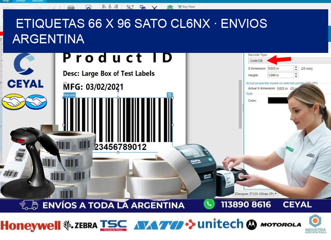 ETIQUETAS 66 x 96 SATO CL6NX · ENVIOS ARGENTINA