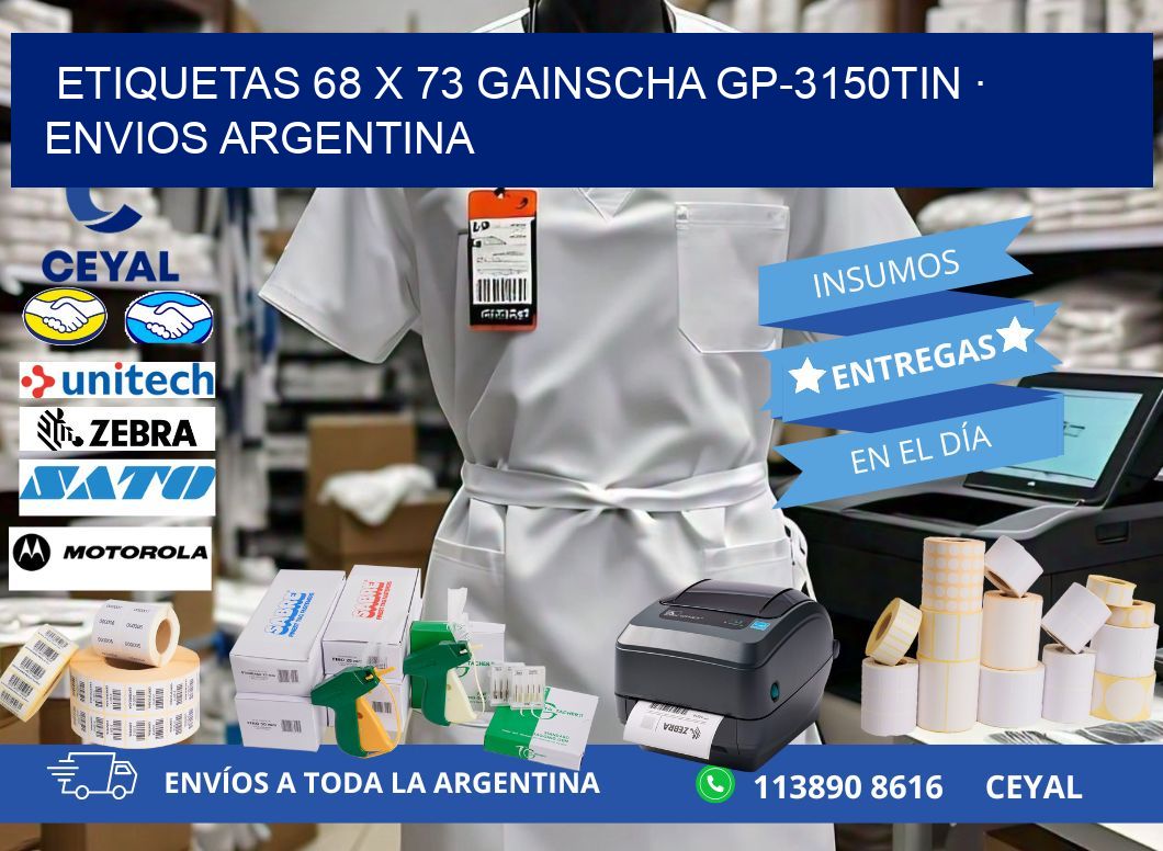ETIQUETAS 68 x 73 GAINSCHA GP-3150TIN · ENVIOS ARGENTINA