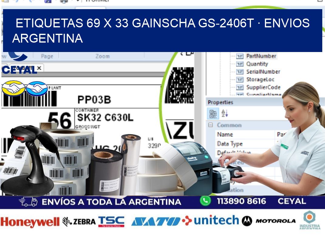 ETIQUETAS 69 x 33 GAINSCHA GS-2406T · ENVIOS ARGENTINA