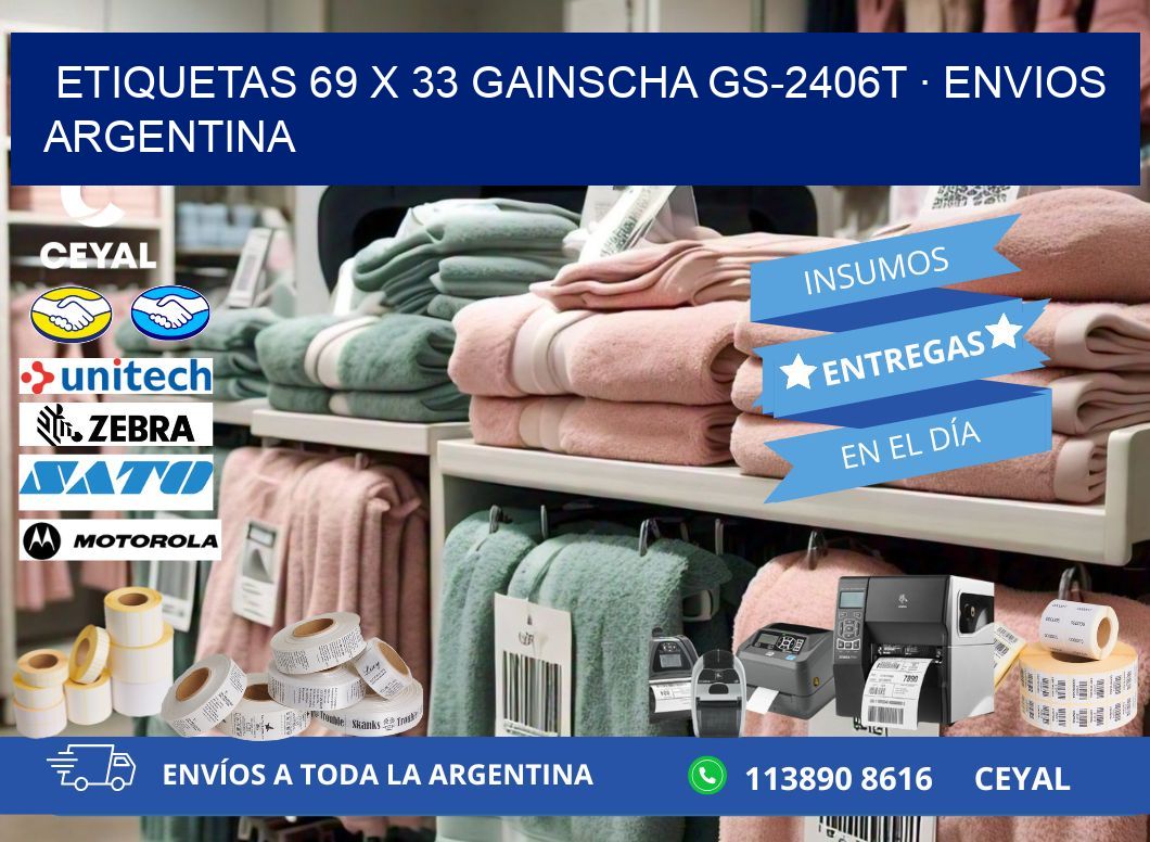ETIQUETAS 69 x 33 GAINSCHA GS-2406T · ENVIOS ARGENTINA