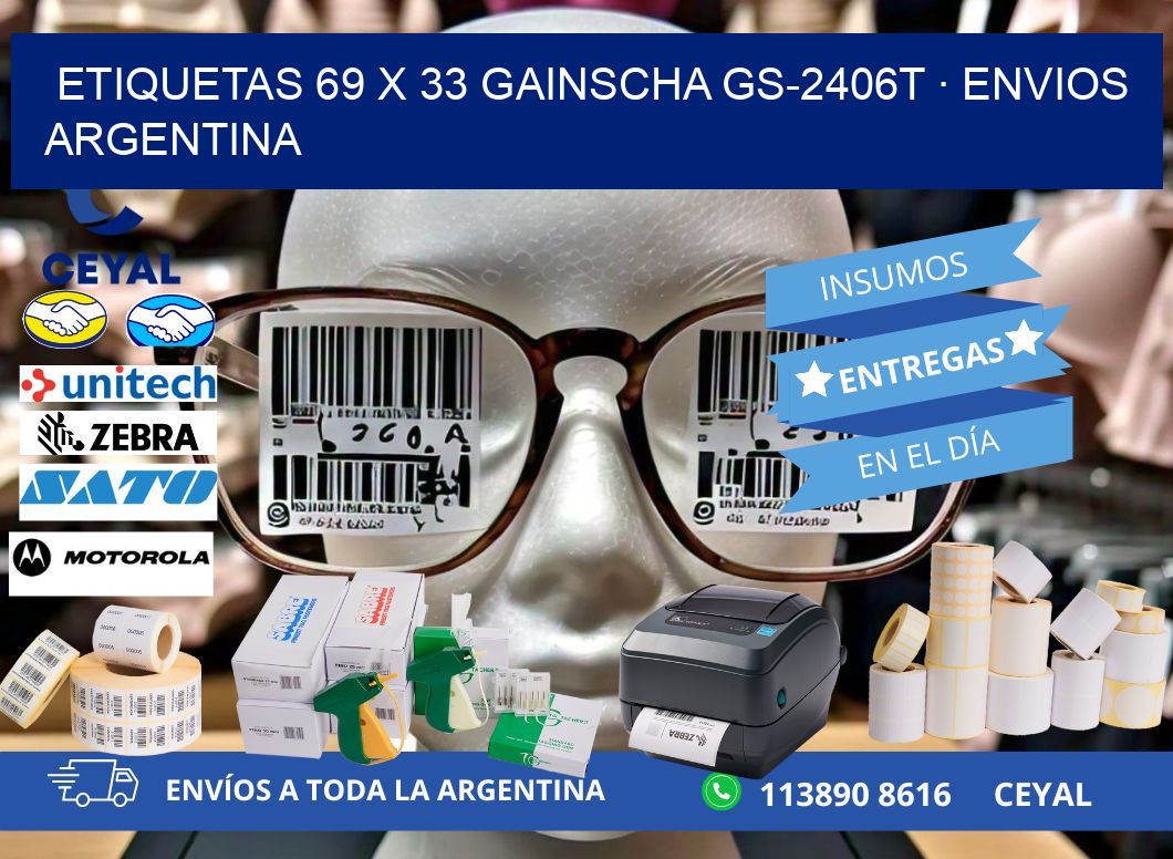 ETIQUETAS 69 x 33 GAINSCHA GS-2406T · ENVIOS ARGENTINA