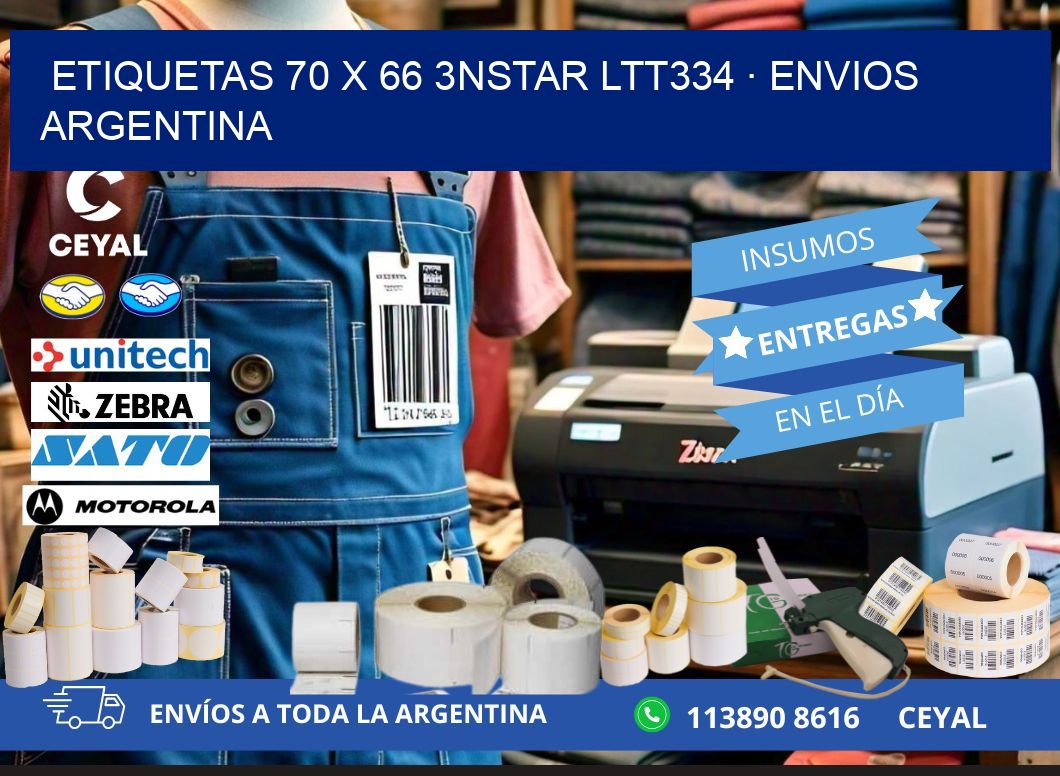 ETIQUETAS 70 x 66 3NSTAR LTT334 · ENVIOS ARGENTINA