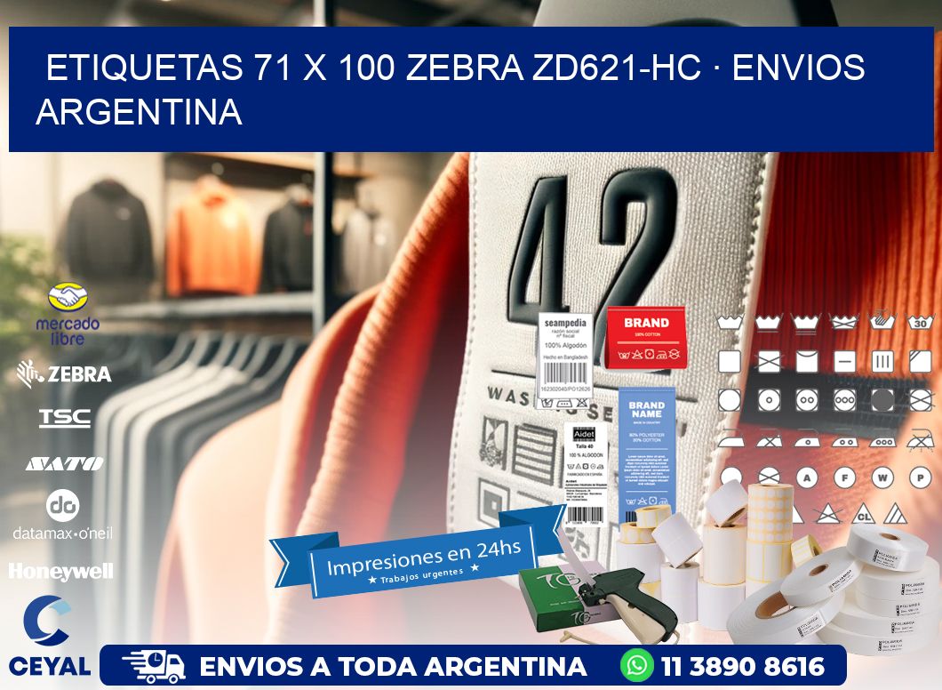 ETIQUETAS 71 x 100 ZEBRA ZD621-HC · ENVIOS ARGENTINA