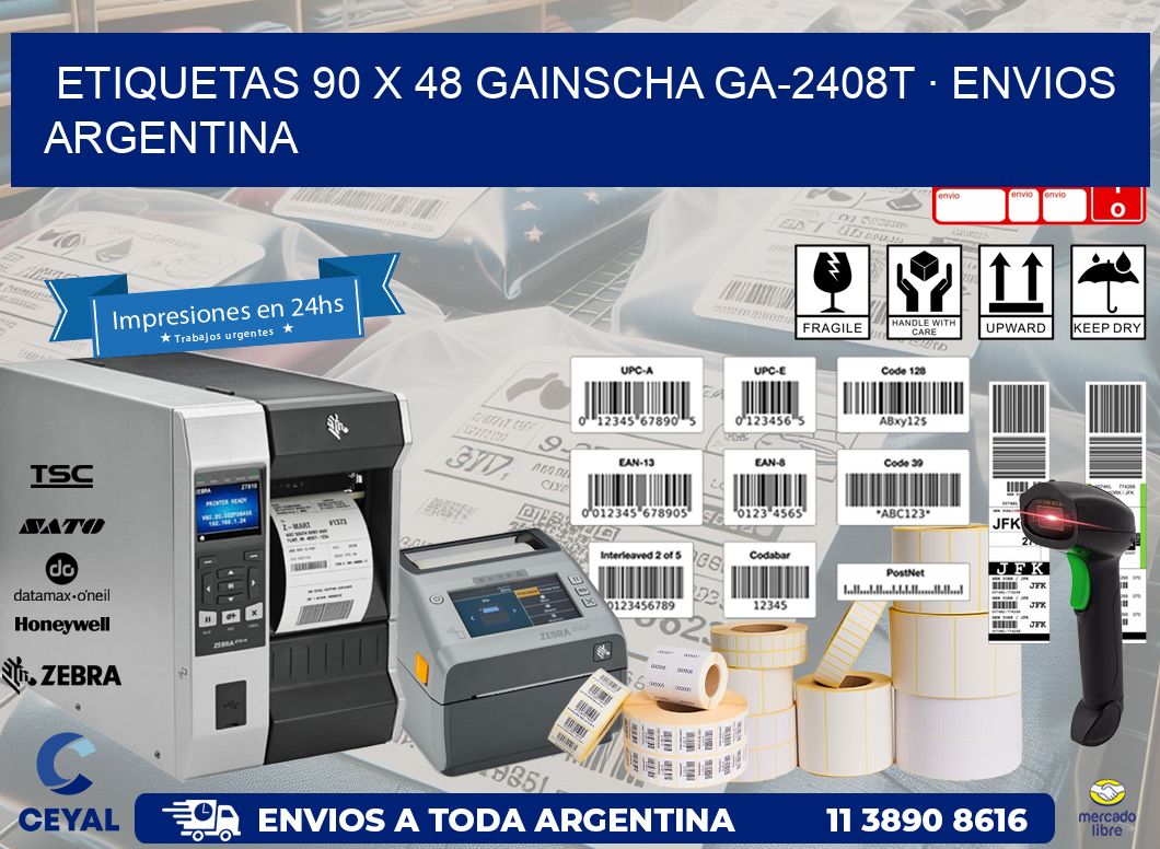 ETIQUETAS 90 x 48 GAINSCHA GA-2408T · ENVIOS ARGENTINA