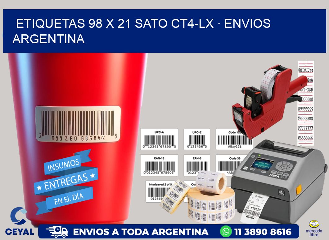 ETIQUETAS 98 x 21 SATO CT4-LX · ENVIOS ARGENTINA