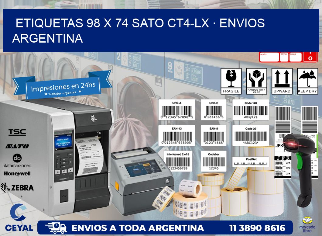 ETIQUETAS 98 x 74 SATO CT4-LX · ENVIOS ARGENTINA