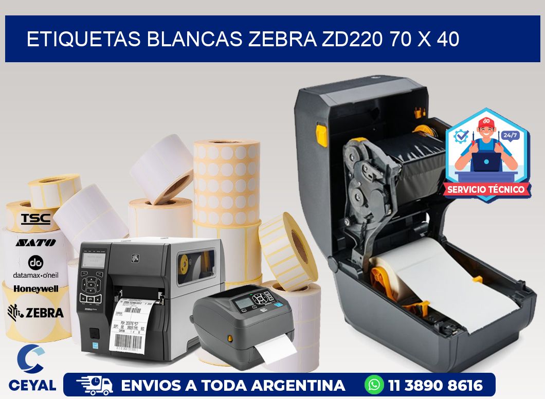 ETIQUETAS BLANCAS ZEBRA ZD220 70 x 40