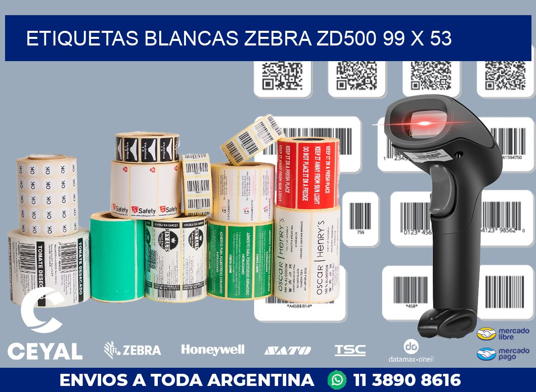 ETIQUETAS BLANCAS ZEBRA ZD500 99 x 53