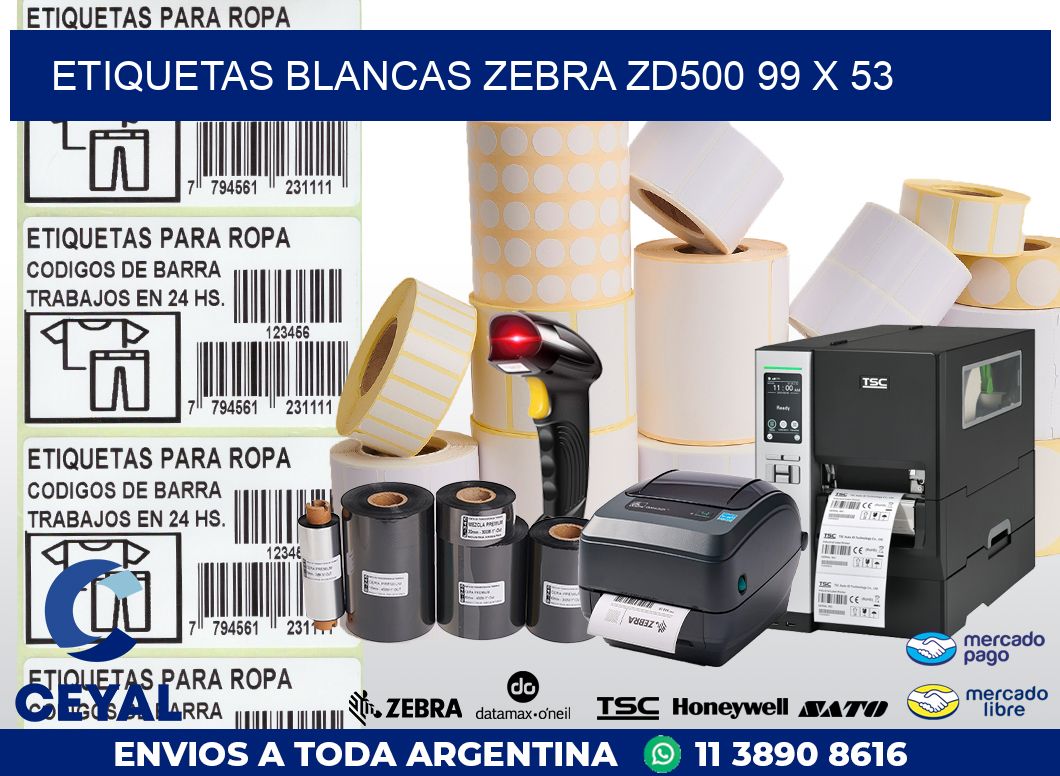 ETIQUETAS BLANCAS ZEBRA ZD500 99 x 53