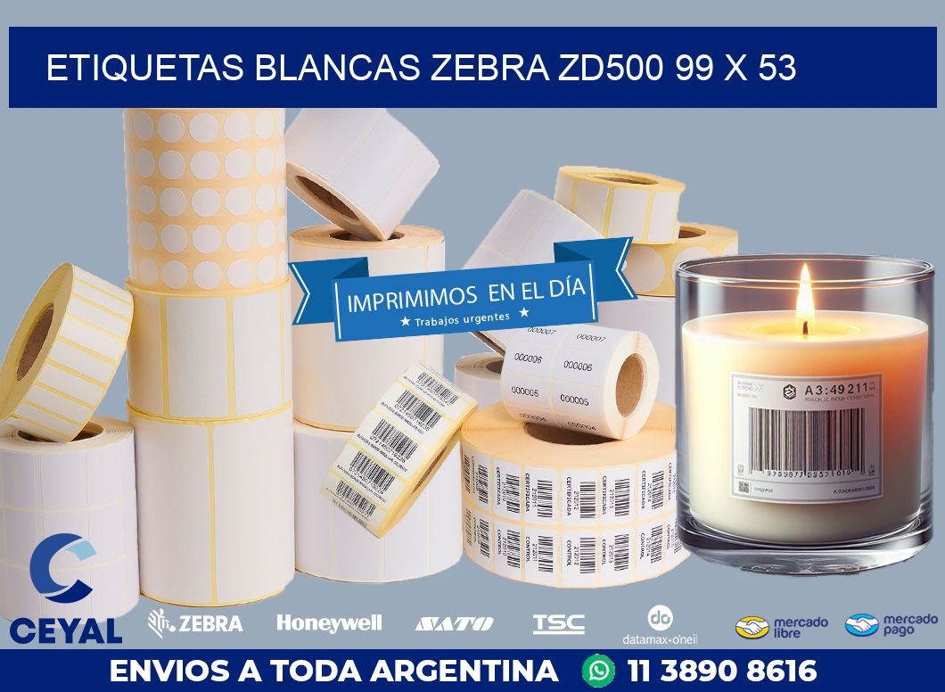 ETIQUETAS BLANCAS ZEBRA ZD500 99 x 53