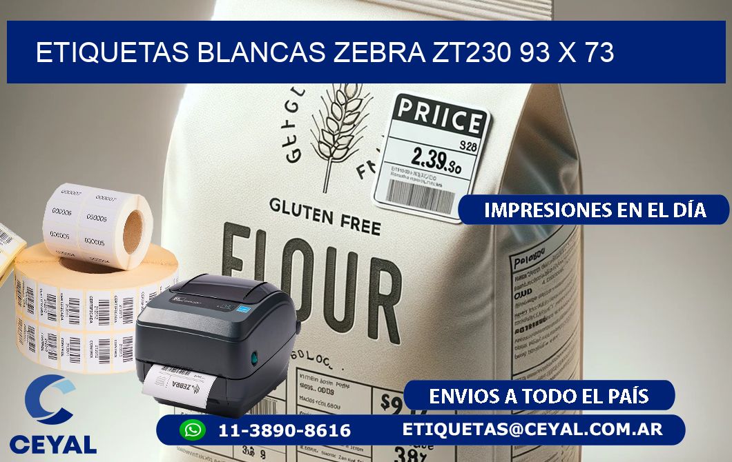 ETIQUETAS BLANCAS ZEBRA ZT230 93 x 73