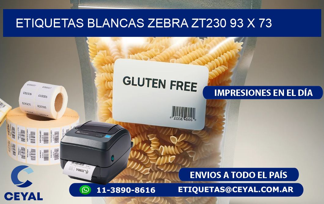 ETIQUETAS BLANCAS ZEBRA ZT230 93 x 73