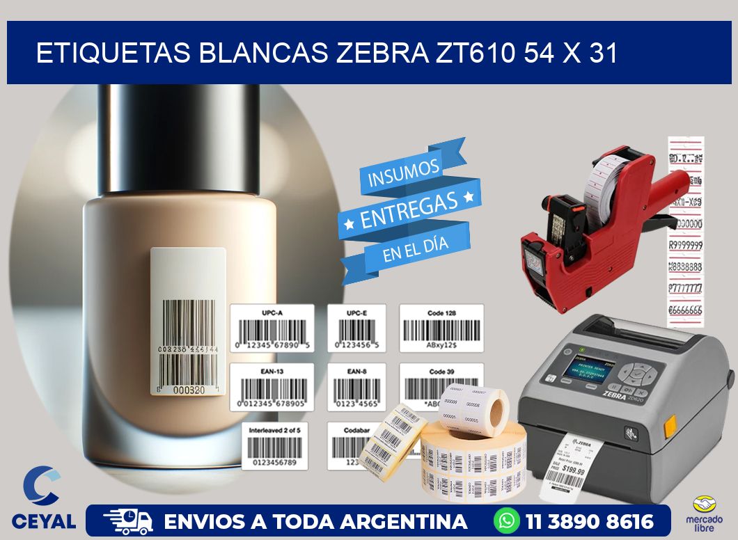 ETIQUETAS BLANCAS ZEBRA ZT610 54 x 31