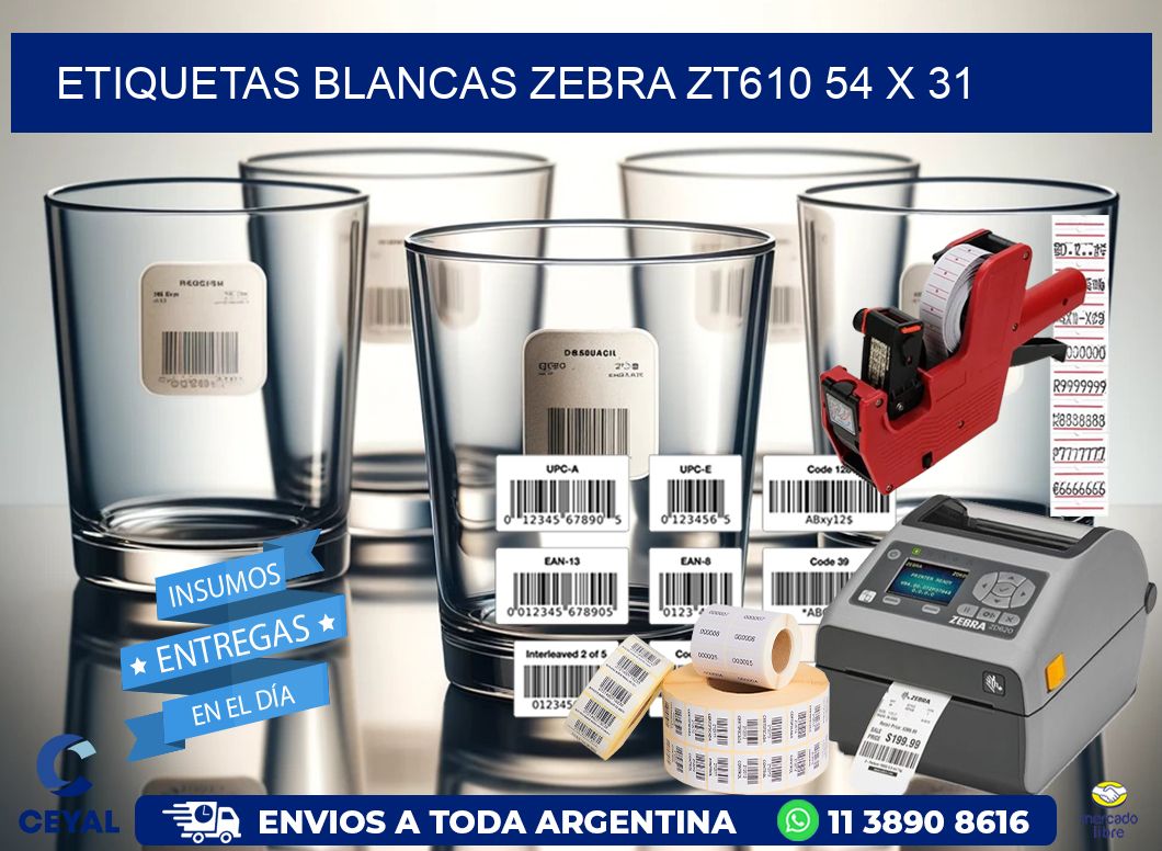 ETIQUETAS BLANCAS ZEBRA ZT610 54 x 31