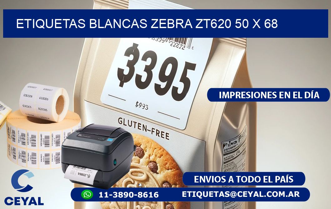 ETIQUETAS BLANCAS ZEBRA ZT620 50 x 68