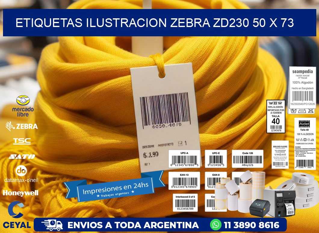 ETIQUETAS ILUSTRACION ZEBRA ZD230 50 x 73