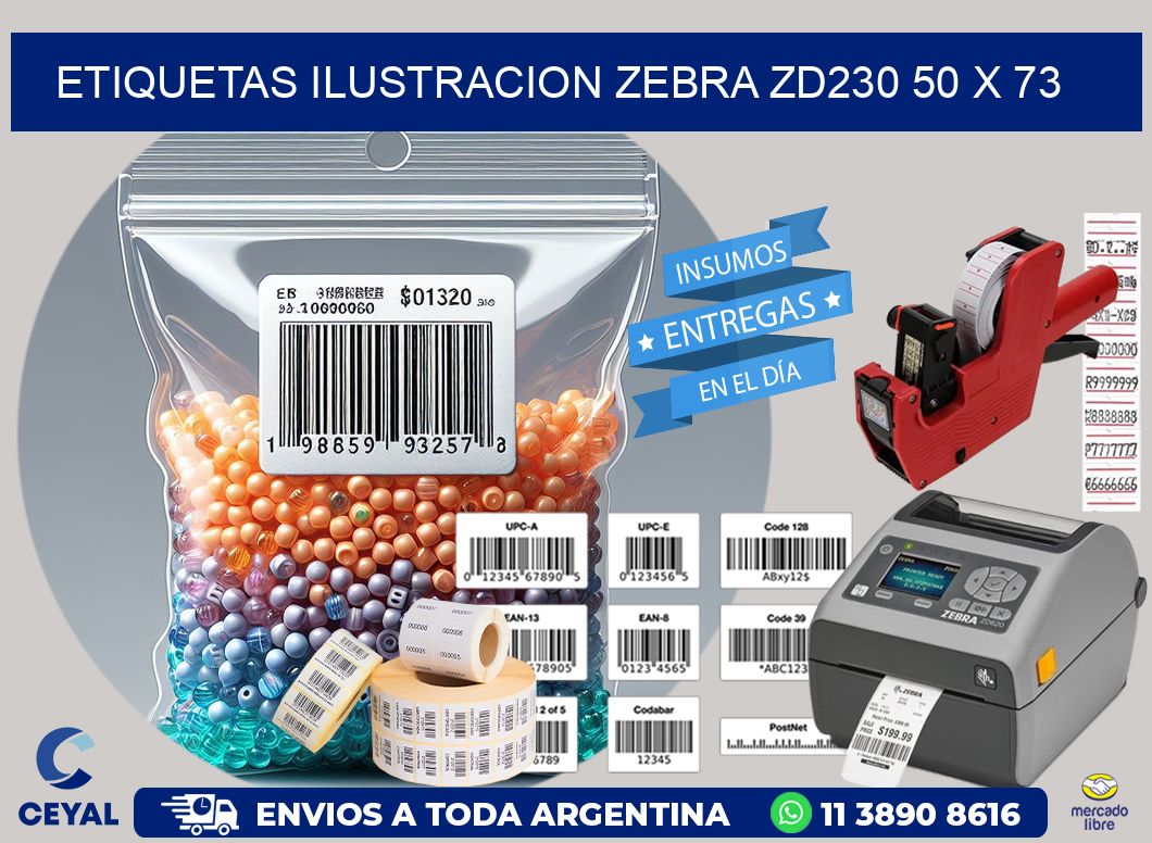 ETIQUETAS ILUSTRACION ZEBRA ZD230 50 x 73