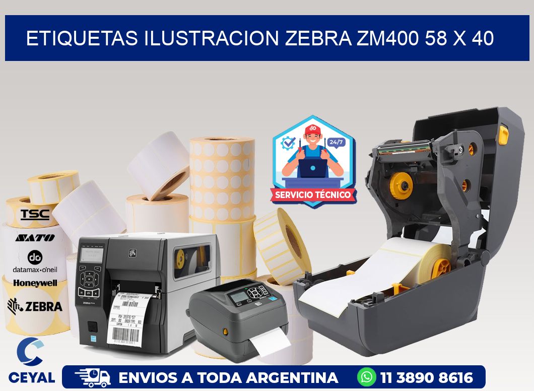ETIQUETAS ILUSTRACION ZEBRA ZM400 58 x 40
