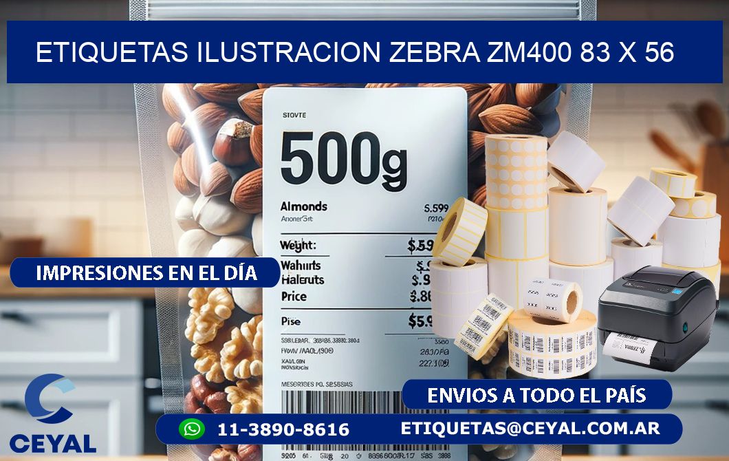 ETIQUETAS ILUSTRACION ZEBRA ZM400 83 x 56