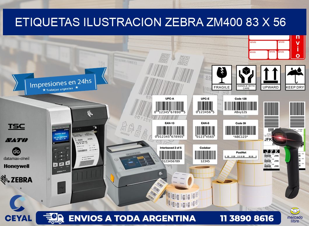 ETIQUETAS ILUSTRACION ZEBRA ZM400 83 x 56