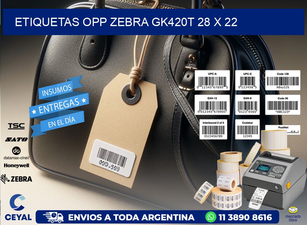 ETIQUETAS OPP ZEBRA GK420T 28 x 22
