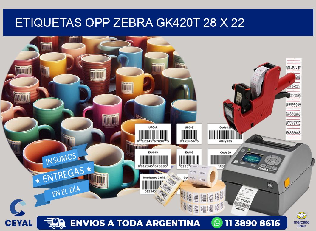 ETIQUETAS OPP ZEBRA GK420T 28 x 22