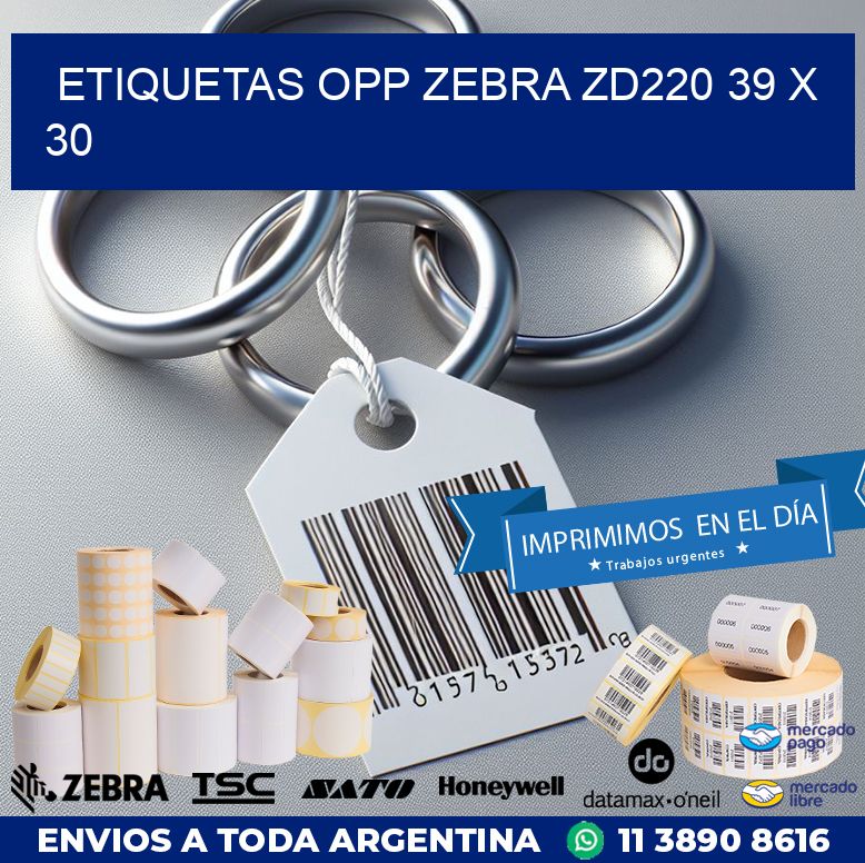 ETIQUETAS OPP ZEBRA ZD220 39 x 30