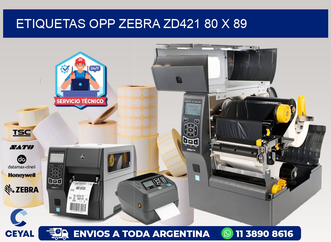 ETIQUETAS OPP ZEBRA ZD421 80 x 89