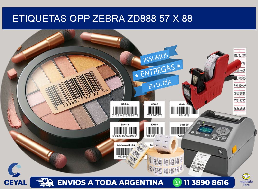 ETIQUETAS OPP ZEBRA ZD888 57 x 88