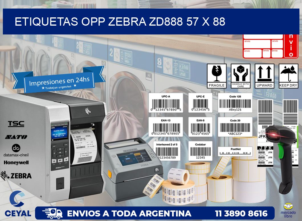 ETIQUETAS OPP ZEBRA ZD888 57 x 88
