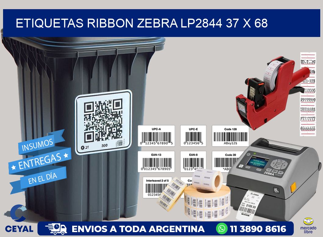 ETIQUETAS RIBBON Zebra LP2844 37 x 68