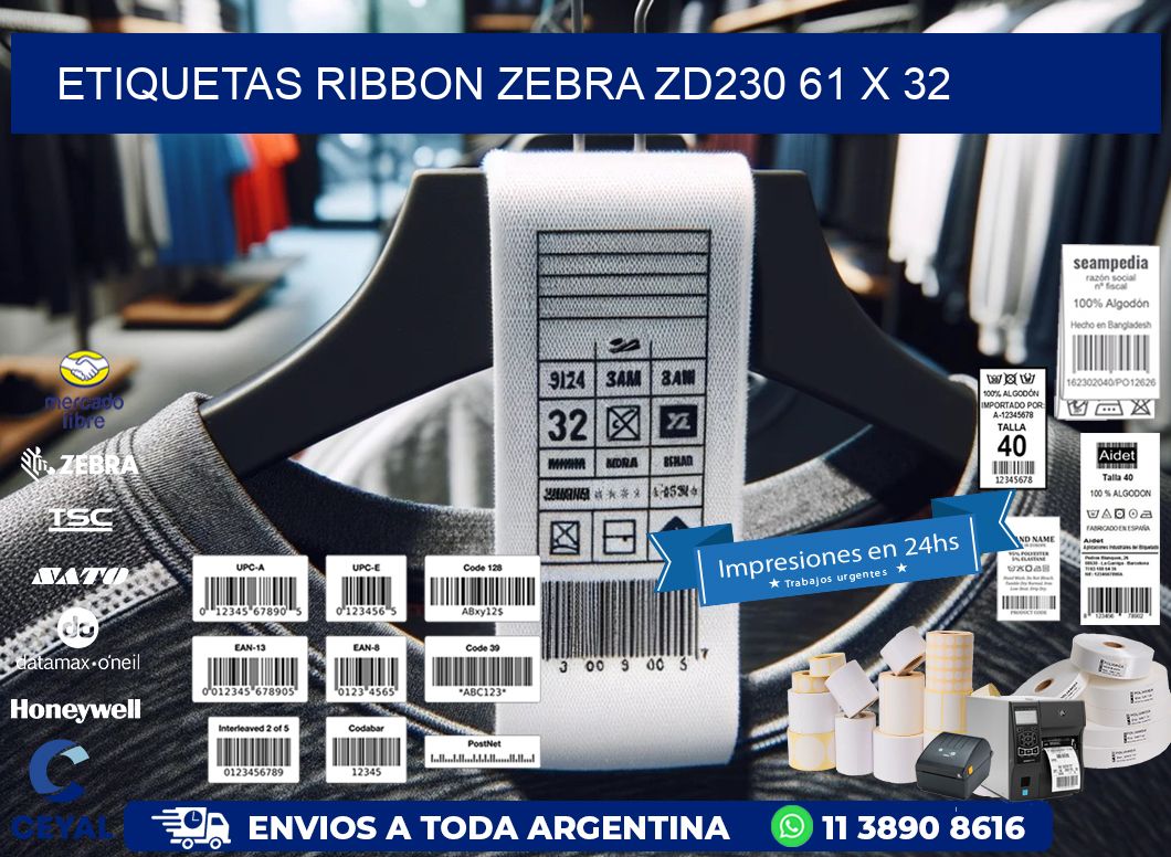 ETIQUETAS RIBBON Zebra ZD230 61 x 32