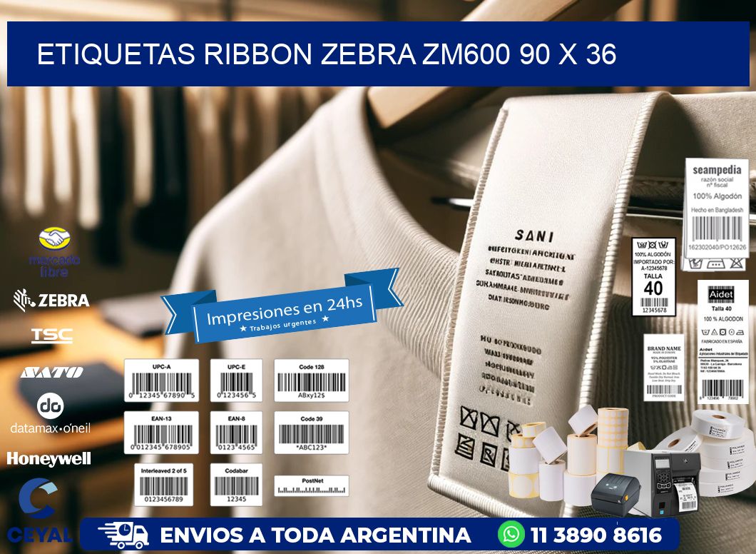 ETIQUETAS RIBBON Zebra ZM600 90 x 36