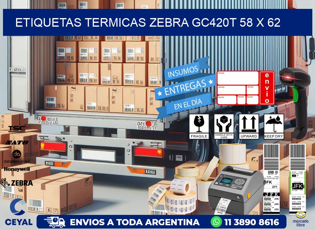 ETIQUETAS TERMICAS ZEBRA GC420T 58 x 62