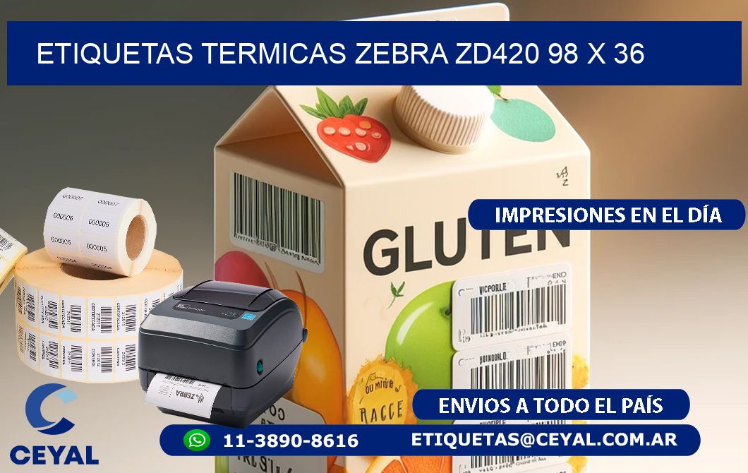 ETIQUETAS TERMICAS ZEBRA ZD420 98 x 36