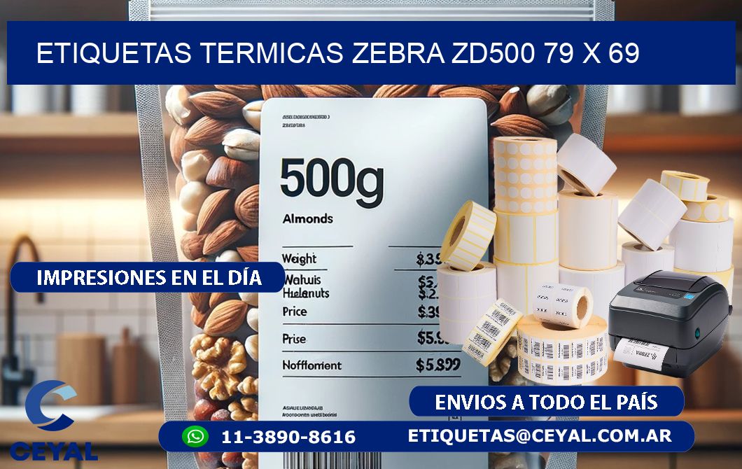 ETIQUETAS TERMICAS ZEBRA ZD500 79 x 69