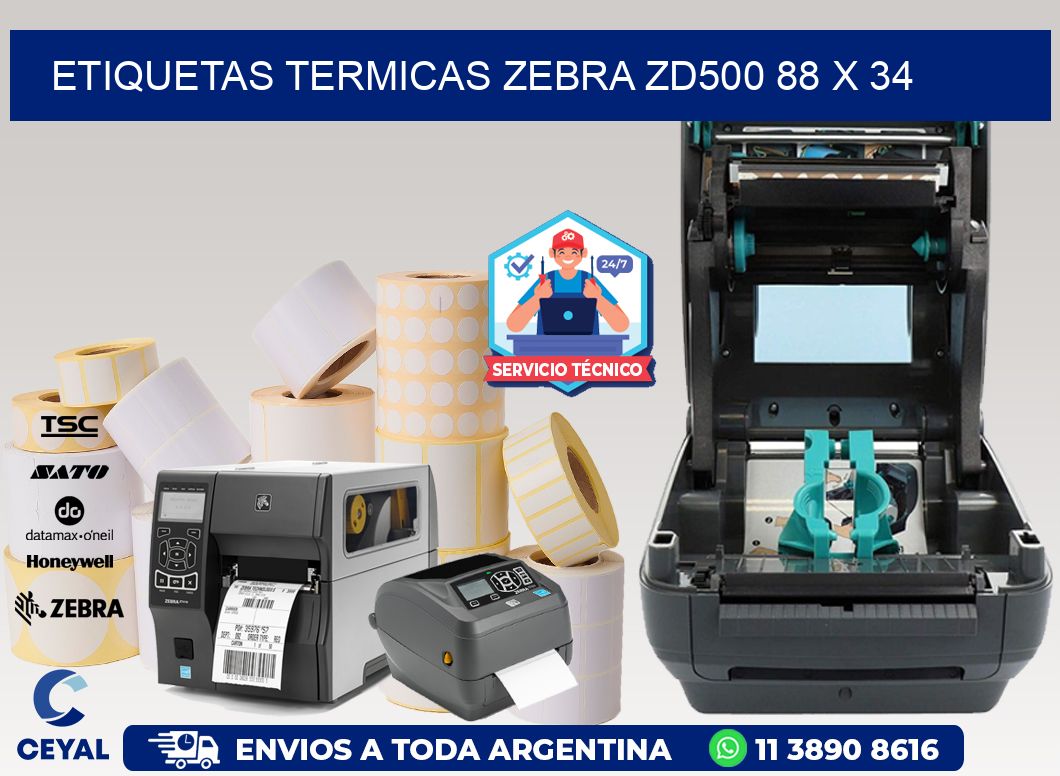 ETIQUETAS TERMICAS ZEBRA ZD500 88 x 34