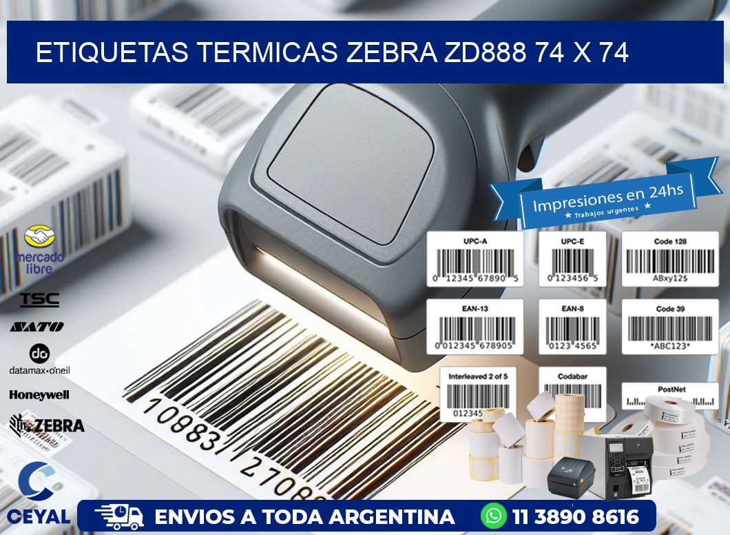 ETIQUETAS TERMICAS ZEBRA ZD888 74 x 74