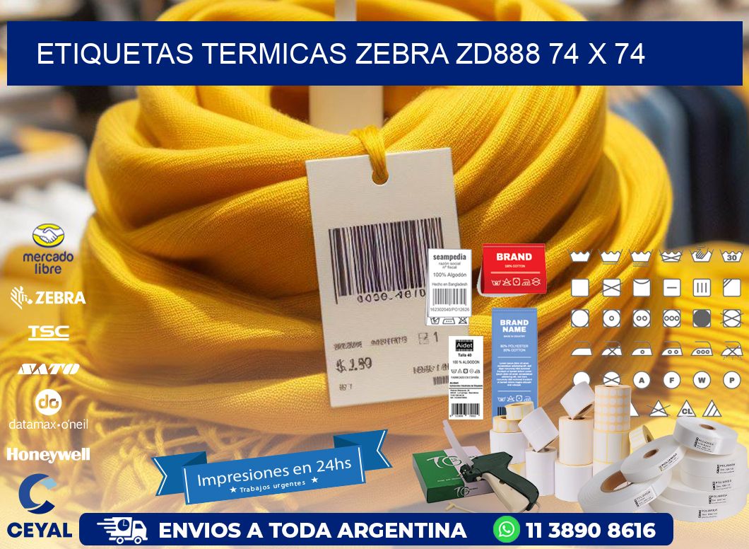 ETIQUETAS TERMICAS ZEBRA ZD888 74 x 74