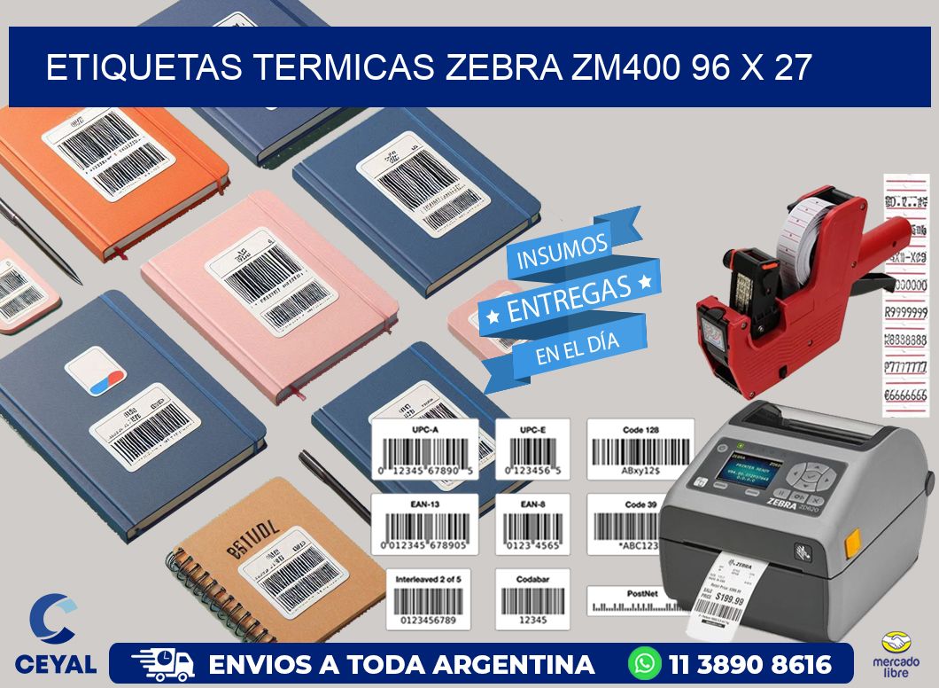 ETIQUETAS TERMICAS ZEBRA ZM400 96 x 27