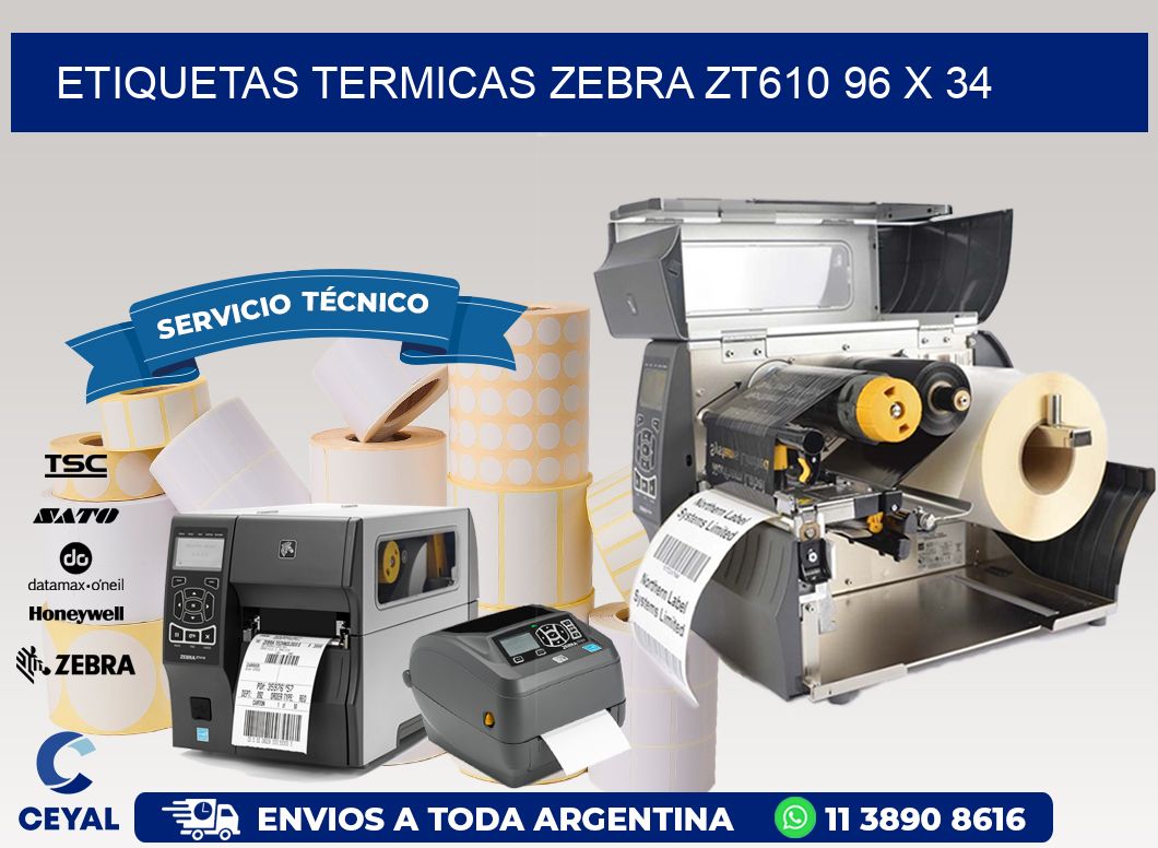 ETIQUETAS TERMICAS ZEBRA ZT610 96 x 34