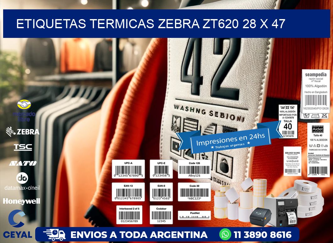 ETIQUETAS TERMICAS ZEBRA ZT620 28 x 47