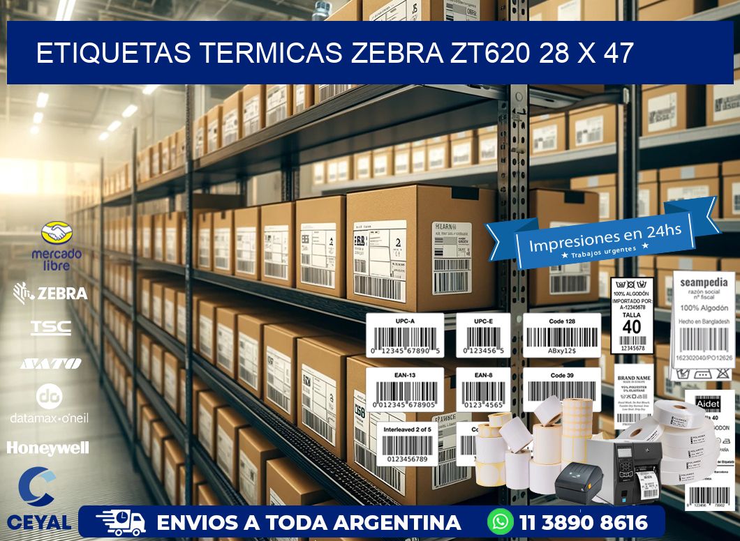 ETIQUETAS TERMICAS ZEBRA ZT620 28 x 47