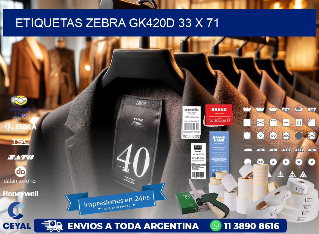 ETIQUETAS Zebra GK420D 33 x 71
