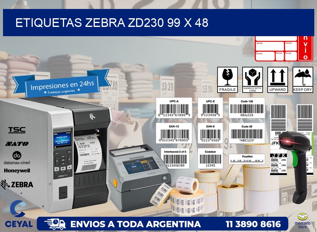 ETIQUETAS Zebra ZD230 99 x 48