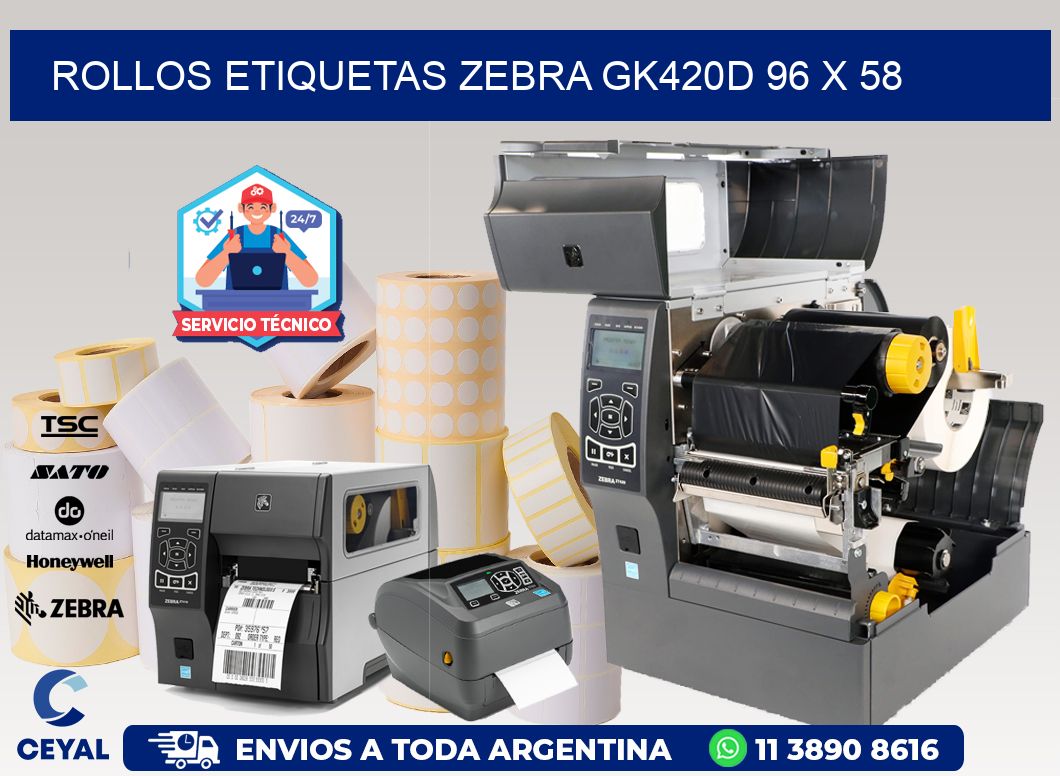 ROLLOS ETIQUETAS Zebra GK420D 96 x 58