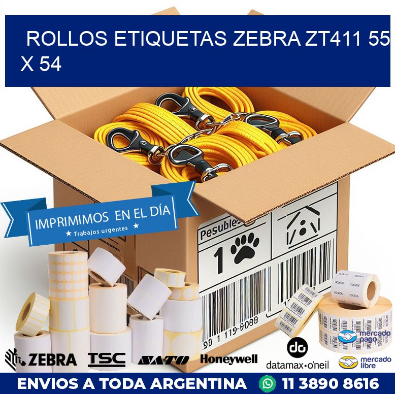 ROLLOS ETIQUETAS Zebra ZT411 55 x 54